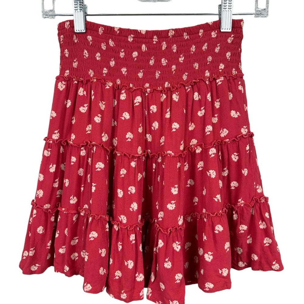 American Eagle AEO Ditsy Floral Pull On Elastic Tiered Lined Mini Skirt XXS